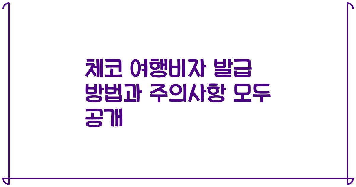 체코 여행비자 발급 방법과 주의사항 모두 공개