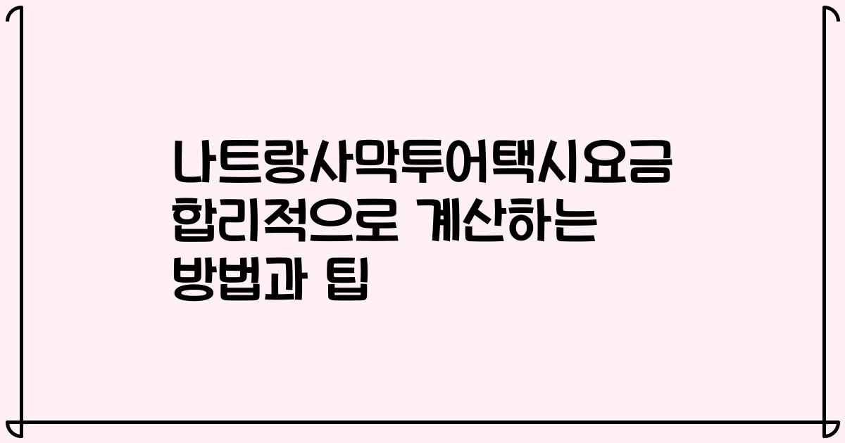 나트랑사막투어택시요금 합리적으로 계산하는 방법과 팁