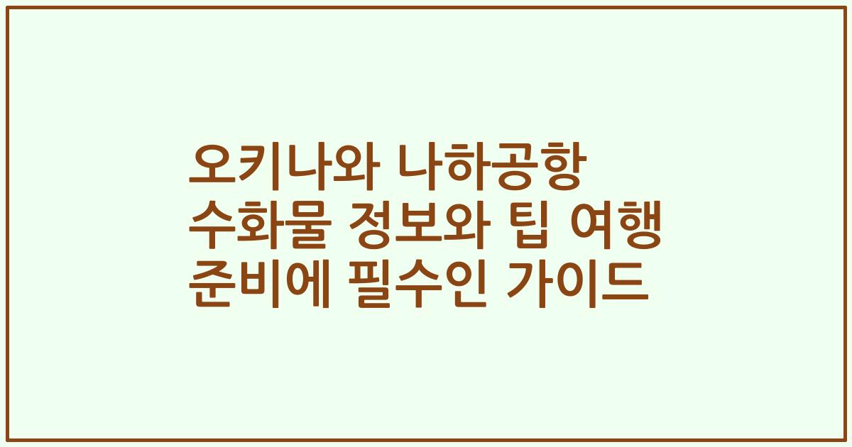 오키나와 나하공항 수화물 정보와 팁 여행 준비에 필수인 가이드