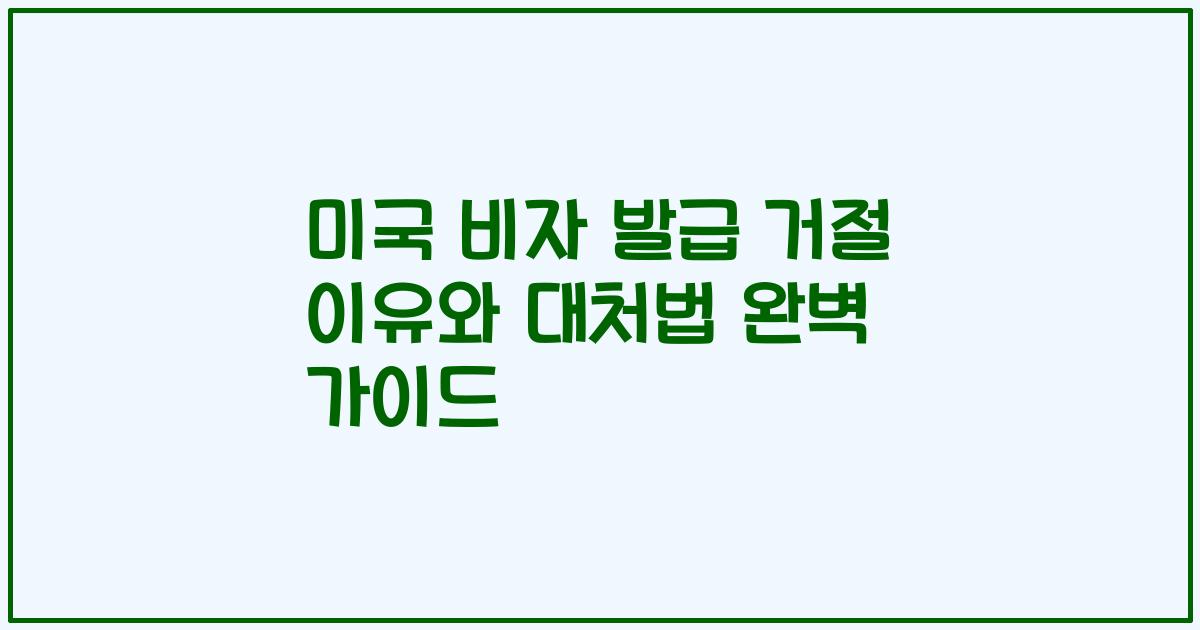 미국 비자 발급 거절 이유와 대처법 완벽 가이드