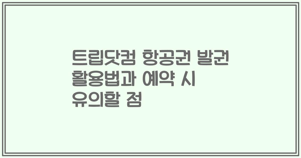 트립닷컴 항공권 발권 활용법과 예약 시 유의할 점