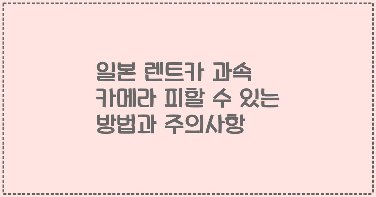 일본 렌트카 과속 카메라 피할 수 있는 방법과 주의사항